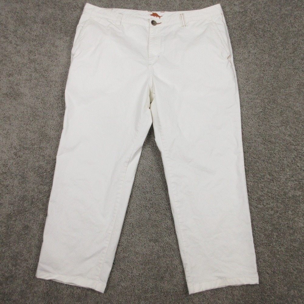 Tommy Bahama Pants Mens 38x26 (Tag 38x30) White Solid Authentic Chinos 5 Pocket